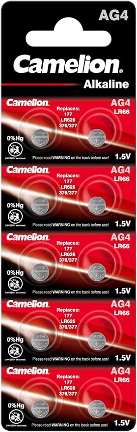 Nein Auslaufartikel (Produktion durch Camelion Knopfzelle AG 4 Alkaline 1,5 V Quecksilberfrei entspricht 377/LR626 Einwegbatterie – 12001004
