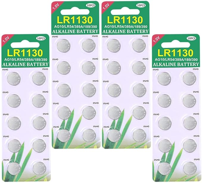 ZOUH LR1130 AG10 Alkaline Knopfzellen 40 Stück 1.5V ohne Quecksilber für Uhren, Waagen, Spielzeug