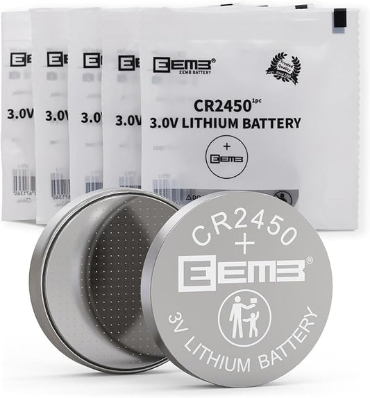 Nein Auslaufartikel (Produktion durch EEMB CR2450 Lithium Knopfzellen 5 Stück - 3V Batterie für OOONO CO-Driver, Parkuhren & Elektronik