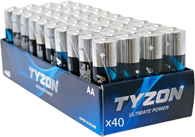 TYZON AA Alkalibatterien 40 Stück, langlebig & leistungsstark für Haushalts- & Elektronikgeräte – 54762
