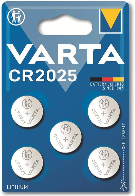 Nein Auslaufartikel (Produktion durch VARTA CR2025 Knopfzellen 5 Stück, 3V Lithium Batterie für Autoschlüssel, Fernbedienungen, Waagen