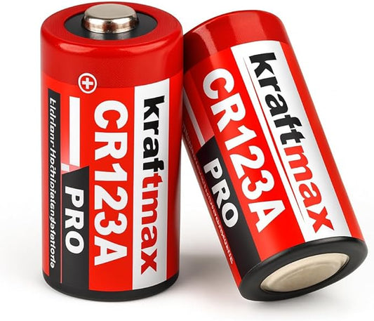 energy inside GmbH kraftmax CR123A PRO Lithium Batterien 2er Pack 3V für Taschenlampen, Kameras, Alarmanlagen – Hochleistungsbatterien
