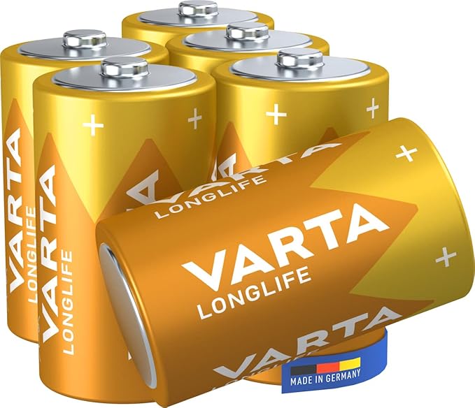 Varta Consumer Batteries VARTA D Mono Batterien 6 Stück Alkaline 1,5V Longlife Made in Germany für Fernbedienungen, Wecker, Radios