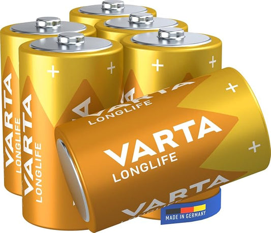 Varta Consumer Batteries VARTA D Mono Batterien 6 Stück Alkaline 1,5V Longlife Made in Germany für Fernbedienungen, Wecker, Radios
