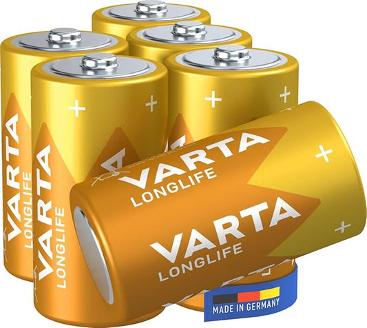 Nein Auslaufartikel (Produktion durch VARTA Batterien C Baby 6 Stück Alkaline 1,5V Longlife Made in Germany für Fernbedienungen Wecker Radios