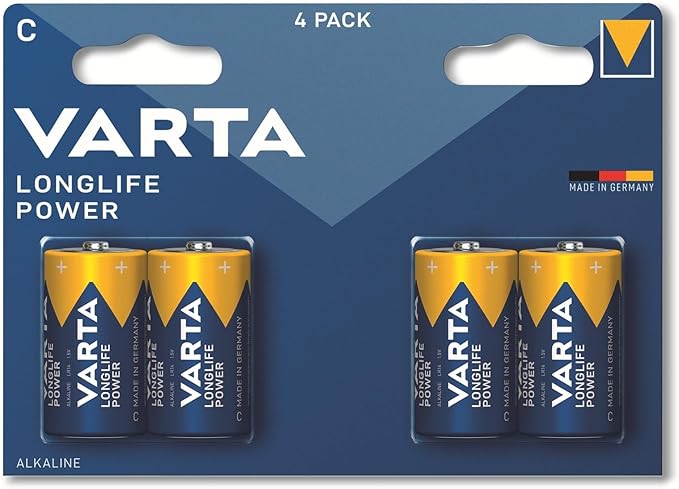 VARTA Batterien C Baby 4 Stück Longlife Power Alkaline 1,5V für Spielzeug Funkmaus Taschenlampen Made in Germany – 4914121414