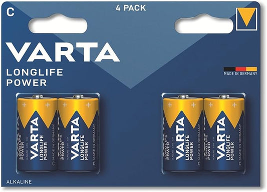 VARTA Batterien C Baby 4 Stück Longlife Power Alkaline 1,5V für Spielzeug Funkmaus Taschenlampen Made in Germany – 4914121414
