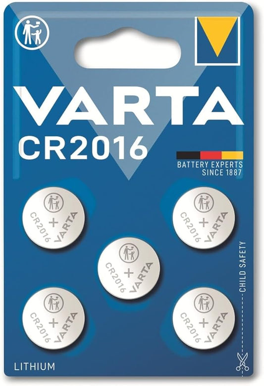 Nein Auslaufartikel (Produktion durch VARTA Knopfzellen CR2016 Lithium 3V, 5 Stück, für Autoschlüssel Fernbedienungen Waagen, kindersicher