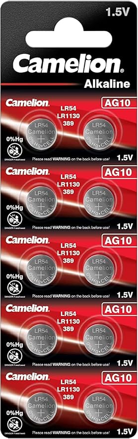 Nein Auslaufartikel (Produktion durch Camelion Alkaline Knopfzellen AG10/LR54/LR1130/389 1,5V 78mAh 10er Set ohne Quecksilber – 12051010