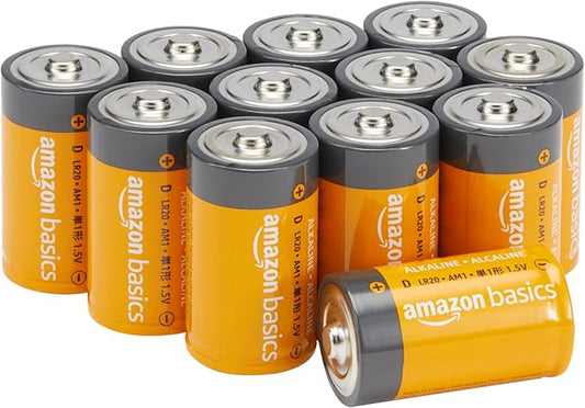Amazon Basics Alkali-Batterien Typ D 1,5V 12 Stück, 5 Jahre lagerfähig, LR20-12PK