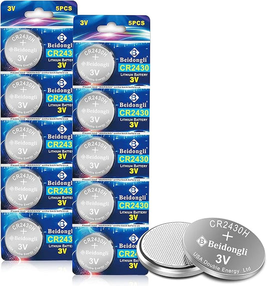 Beidongli CR2430 Lithium Knopfzellen Batterien 3V 10 Stück mit 5 Jahren Garantie für Uhren, Fernbedienungen und Elektronik