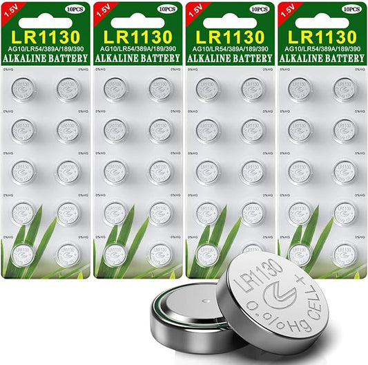 Nein Auslaufartikel (Produktion durch GutAlkaLi 40 Stück AG10 LR1130 1.5V Alkaline Knopfzellen ohne Quecksilber, 80 mAh Kapazität