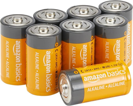 Amazon Basics C-Zellen Alkaline-Batterien 1,5V, 8er-Pack, 5 Jahre lagerfähig, LR14-8B