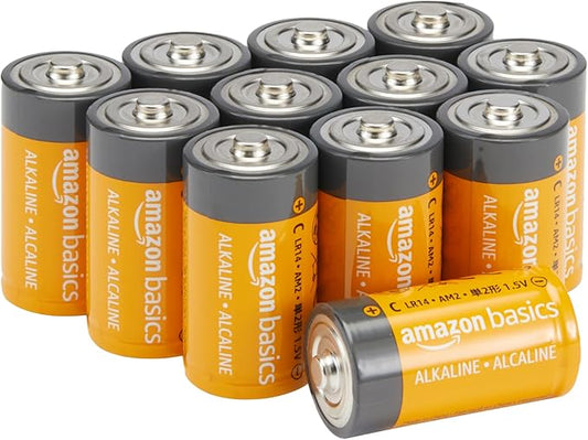 Amazon Basics Allzweck-Alkali-Batterien Typ C (Babyzellen), 1,5 V, 12 Stück, 5 Jahre lagerfähig – LR14-12PK