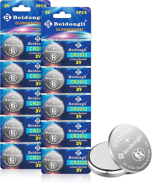 beidongli CR2032 Lithium Knopfzellen Batterien 10 Stück 3V 240mAh mit 5 Jahre Lager-Garantie