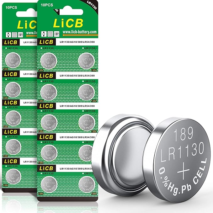 LiCB 20 Stück LR1130 Knopfzellen Batterien AG10 L1131 Alkaline 1,5V, 3 Jahre Lagerfähigkeit – LR1130-20