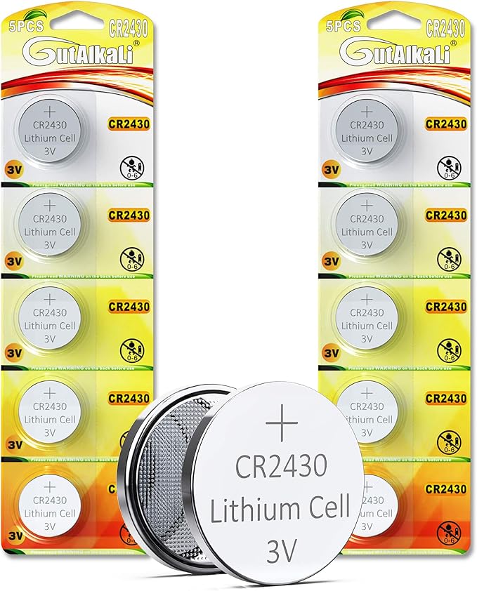 GutAlkaLi CR2430 Lithium-Knopfzellen 3V 10er Pack LMK1 für Votivkerzen, Fernbedienungen & Elektronik