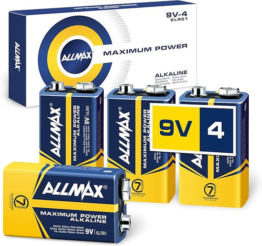 Nein Auslaufartikel (Produktion durch Allmax 9V Block Batterien 6LR61 (4 Stück) - Ultra-langlebig, 7 Jahre Haltbarkeit, auslaufsicher für Rauchmelder und Mikrofone
