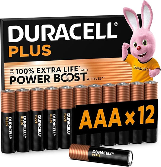 Duracell Plus AAA-Batterien LR03 (12er-Pack) – Alkaline-Batterien 1,5 V mit Power Boost Actives