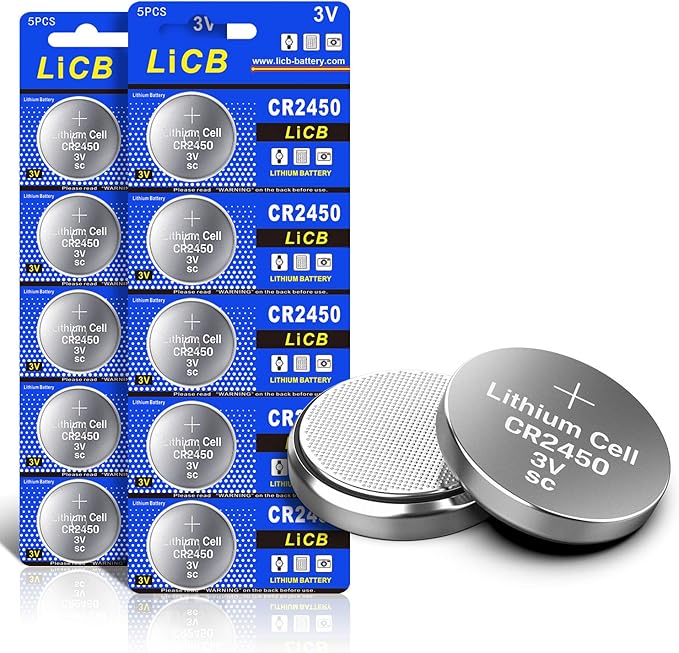 LiCB CR2450-10 10 Stück 3V Lithium Knopfzellen Batterien mit langer Lagerfähigkeit und hoher Zuverlässigkeit