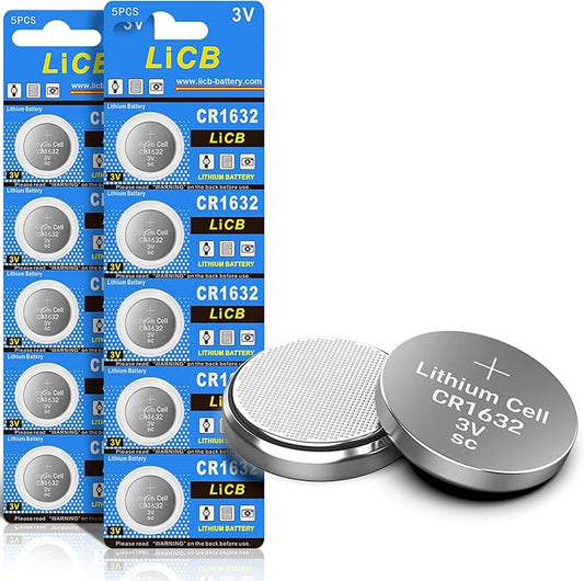 LiCB 10 Stück CR1632 3V Lithium Knopfzellen Batterien mit langer Lagerfähigkeit und hoher Zuverlässigkeit – CR1632-10