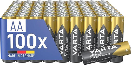 VARTA Alkaline Batterien AA 100 Stück Power on Demand 1,5V Vorratspack ideal für Smart Home Geräte und Fernbedienungen – 36488