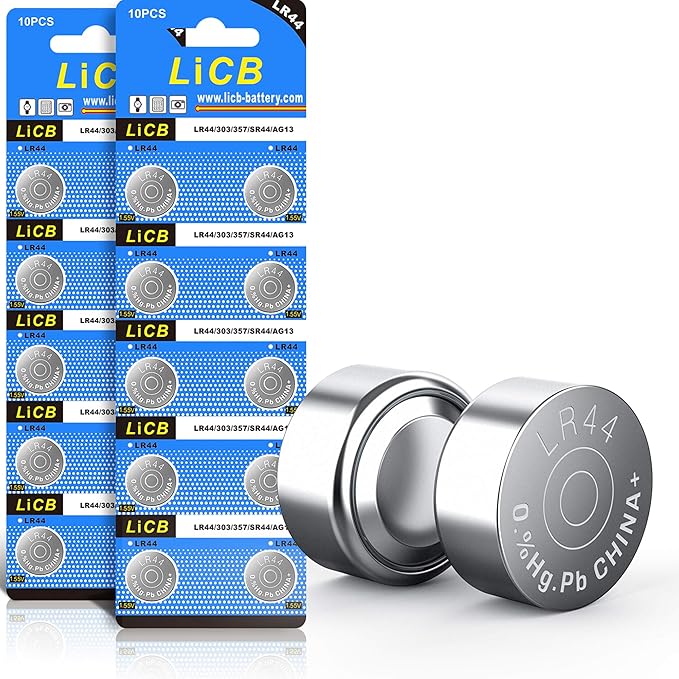 LiCB 20 Stück LR44 Knopfzellen AG13 PX76A L1154F 357A 1,5V Alkaline Batterien 3 Jahre Lagerfähigkeit – LR44-20